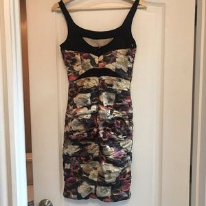 Nicole Miller Fitted Ruched Cocktail Dress